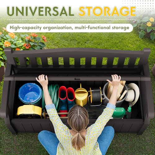 80 Gallon Black Storage Bench Deck Box S589