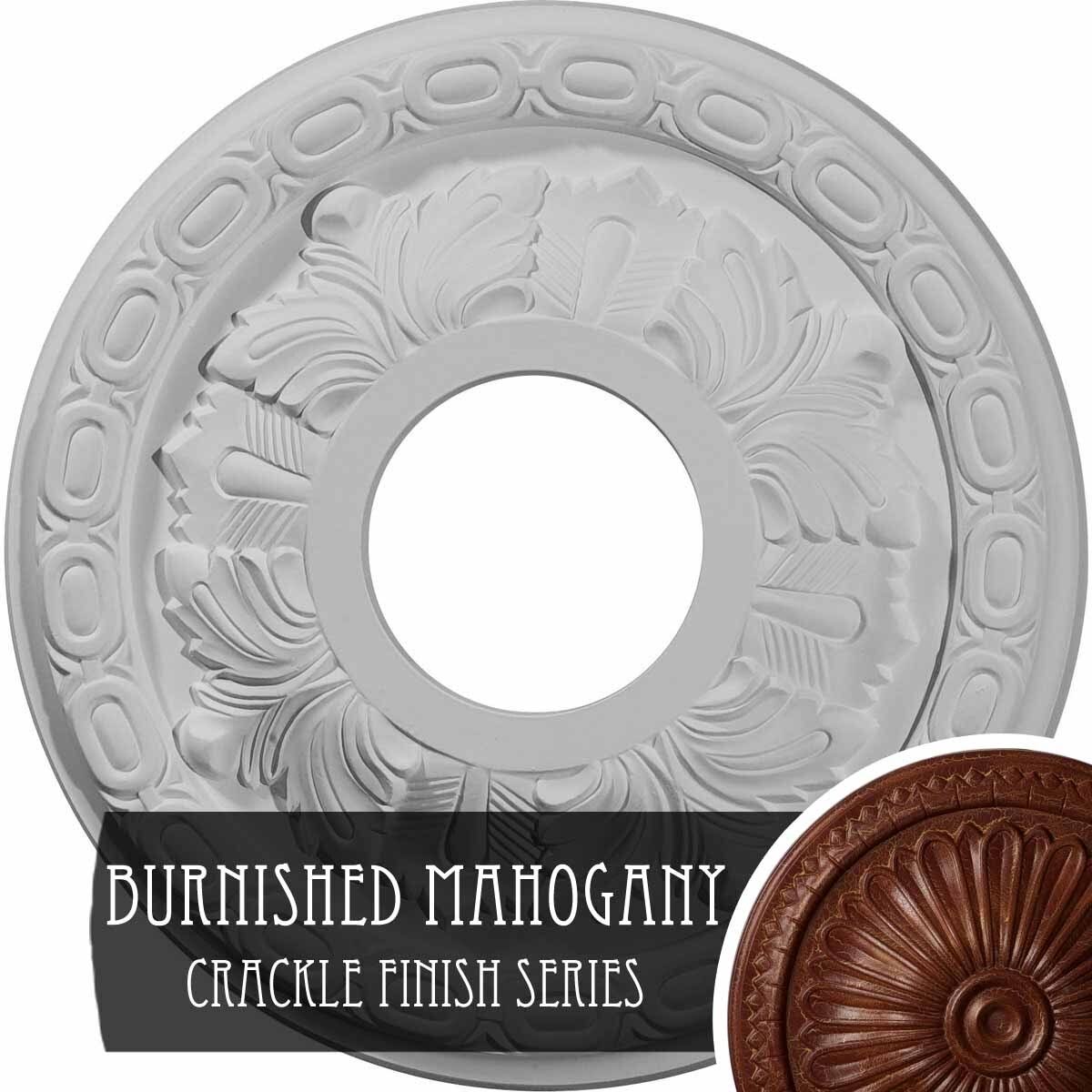 Leaf Ceiling Medallion Hand-Painted Burnished Mahogany B777