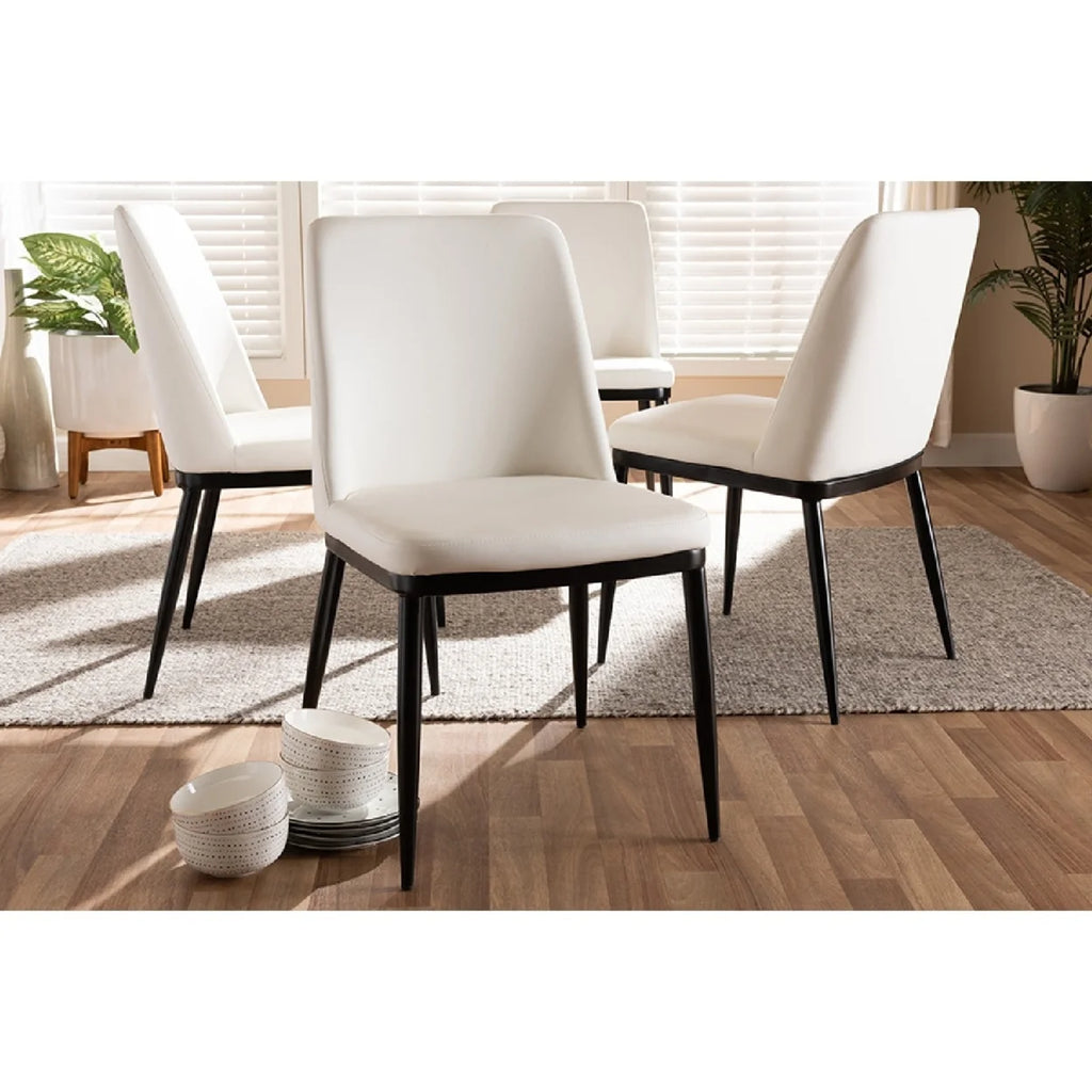 White Faux Leather Upholstered Dining Chair Set of 4 I19159