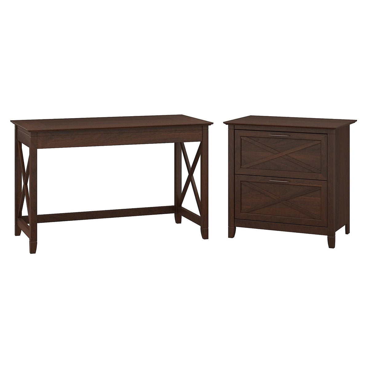 48-Inch Writing Desk with Lateral File Cabinet E22176
