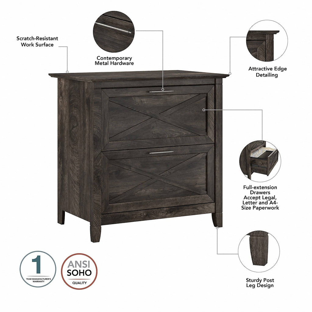 48-Inch Writing Desk with Lateral File Cabinet E22176