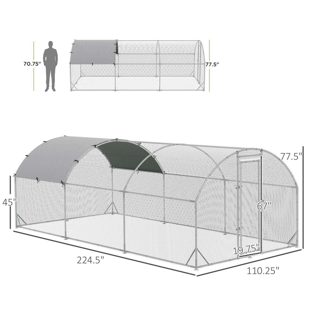 Metal Chicken Coop Walk-in Enclosure with Cover E1804