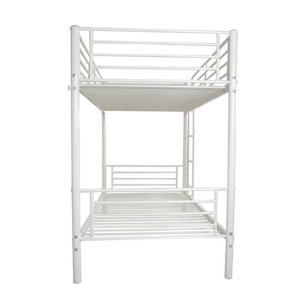 Twin Over Full Bunk Bed with Ladder and Guardrail White N9369
