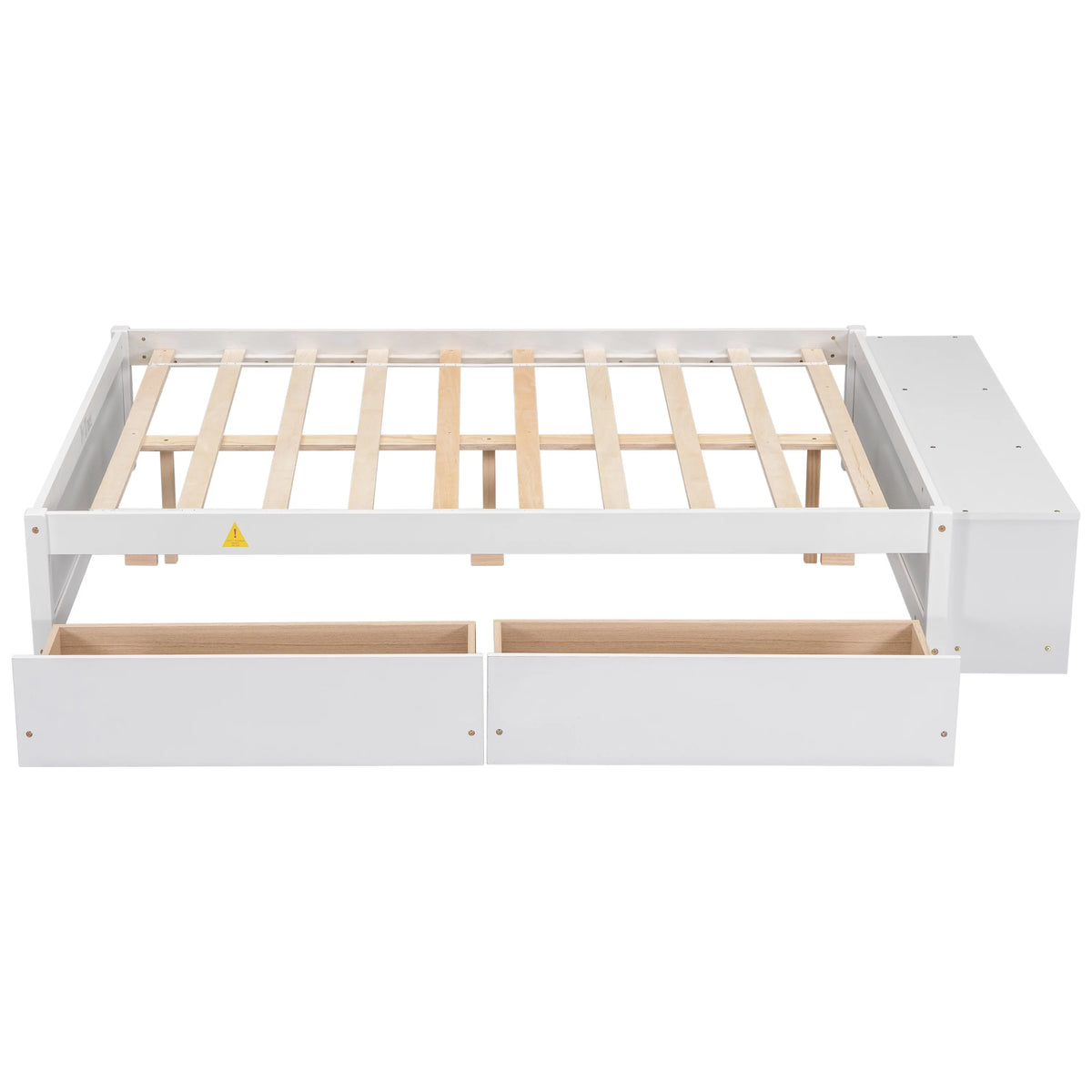 White Full Size Platform Bed with Storage Shelves and Drawer W554656