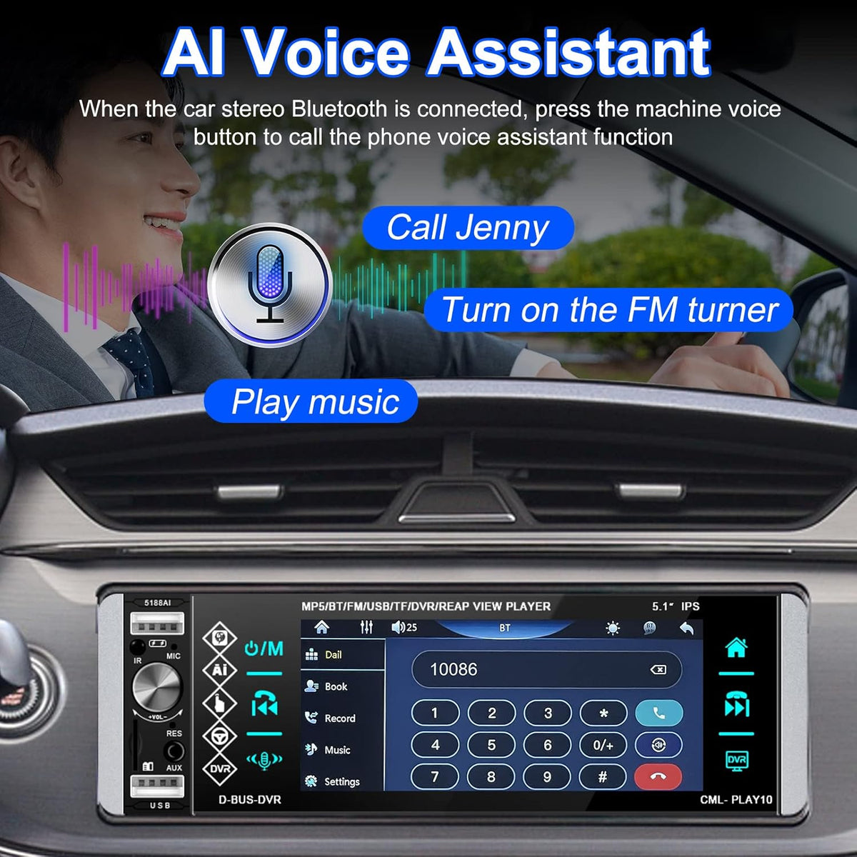 Single Din Car Stereo with 5.1 Inch Touch Screen Backup Camera G69912