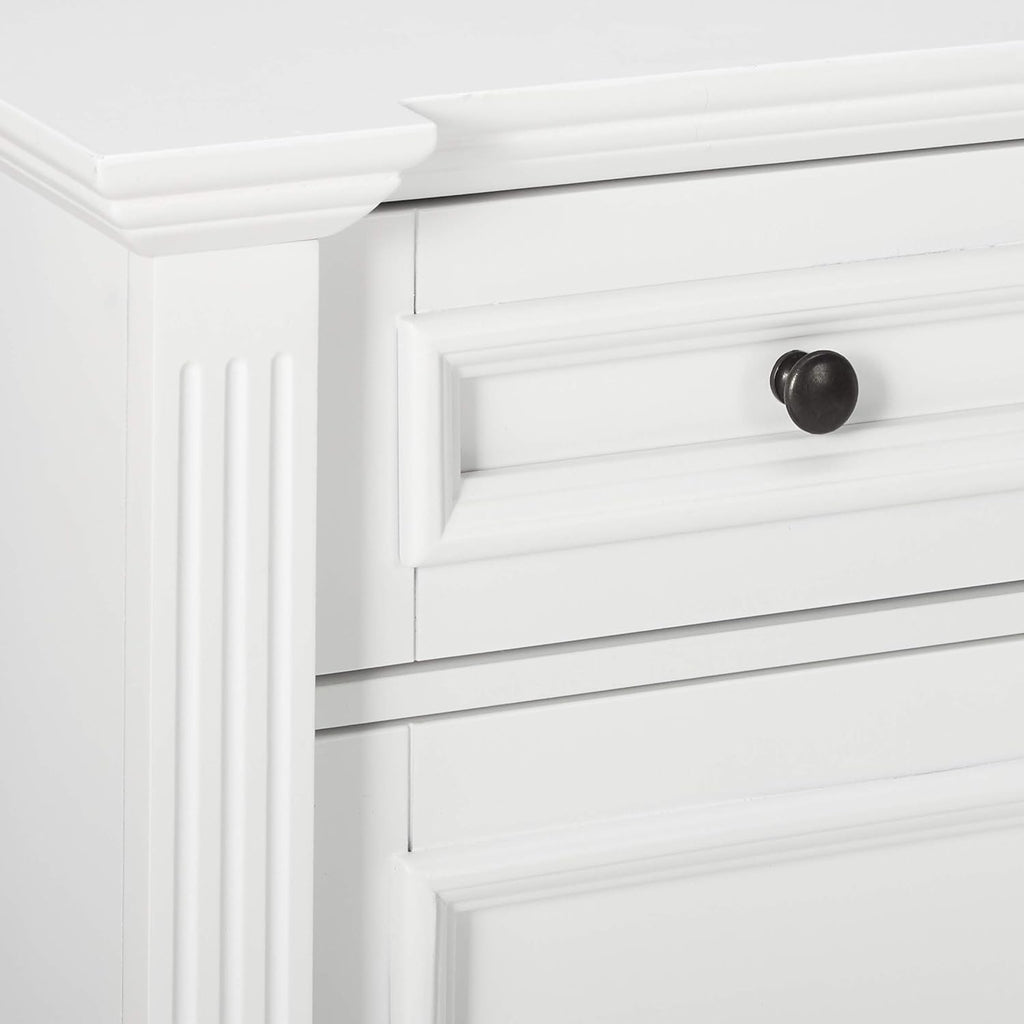 White Wood Buffet Cabinet with Drawers and Shelves V826