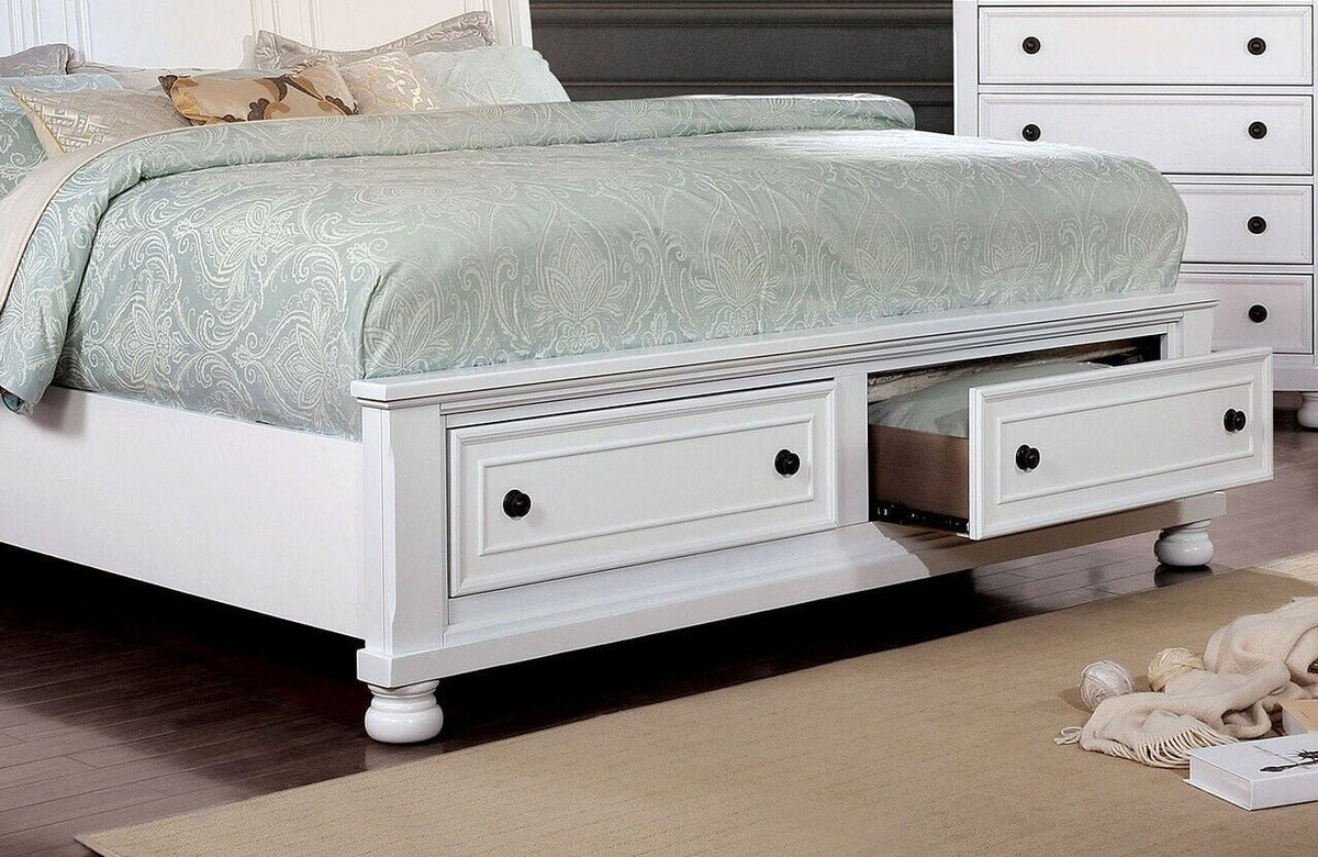 California King Size White Storage Bed H226