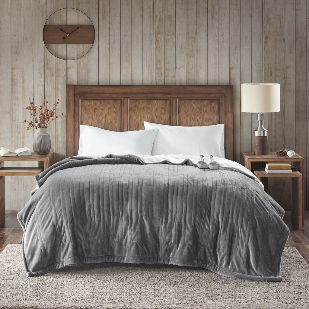 King Grey Knitted Electric Blanket J3025