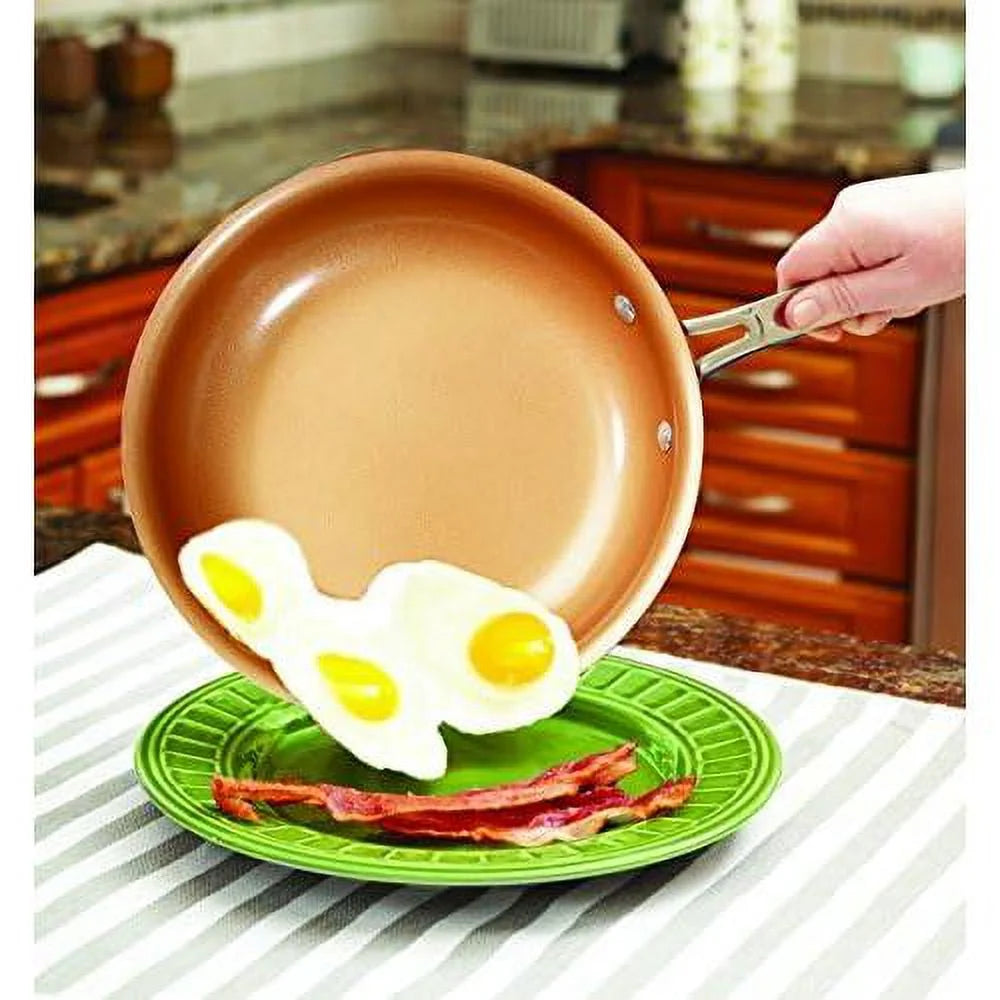 10 pc Copper Ceramic Non Stick Cookware Set U292