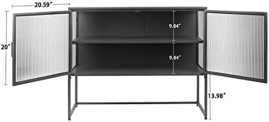 Black Fluted Glass Sideboard Cabinet U33017