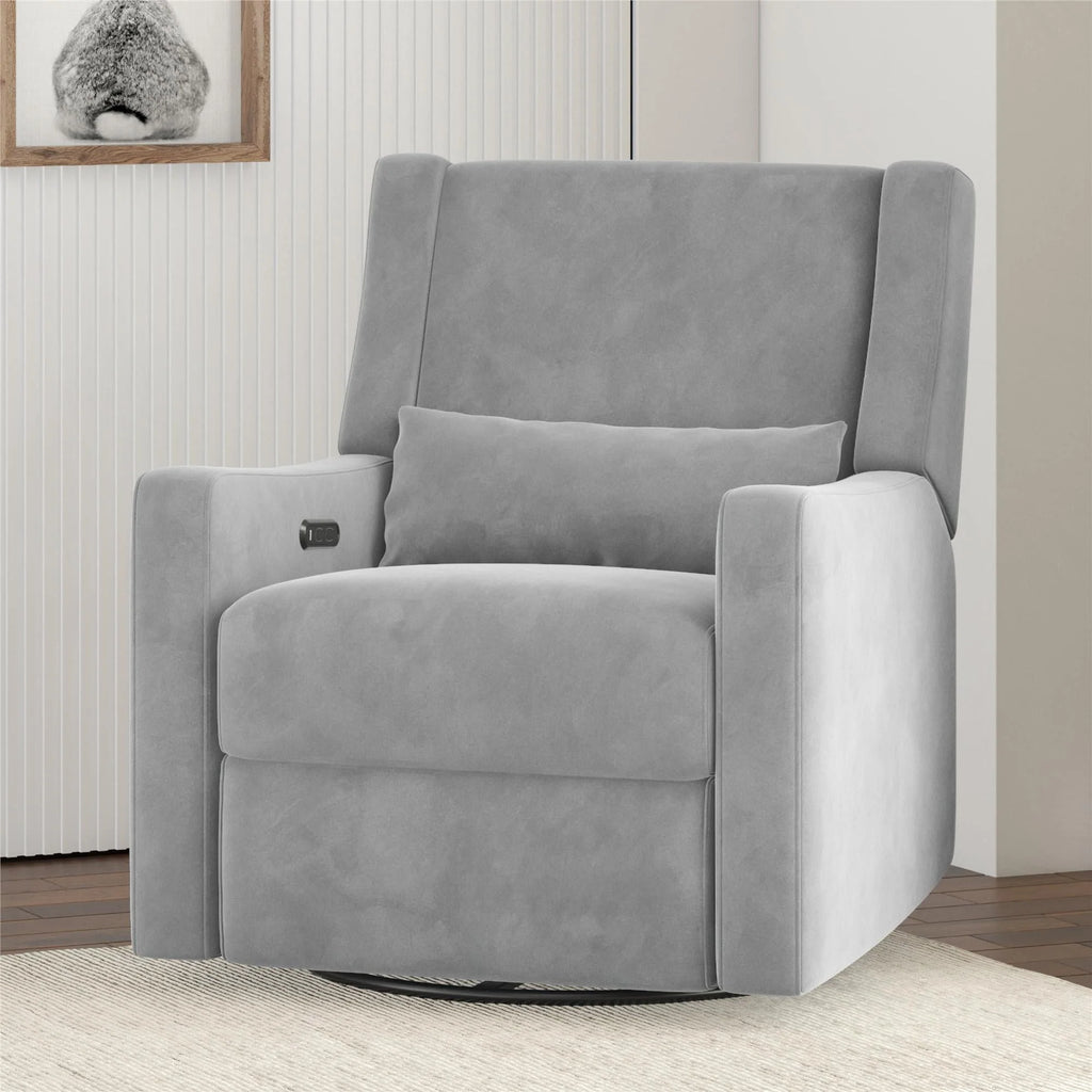 Gray Velvet Swivel Glider Recliner E620716