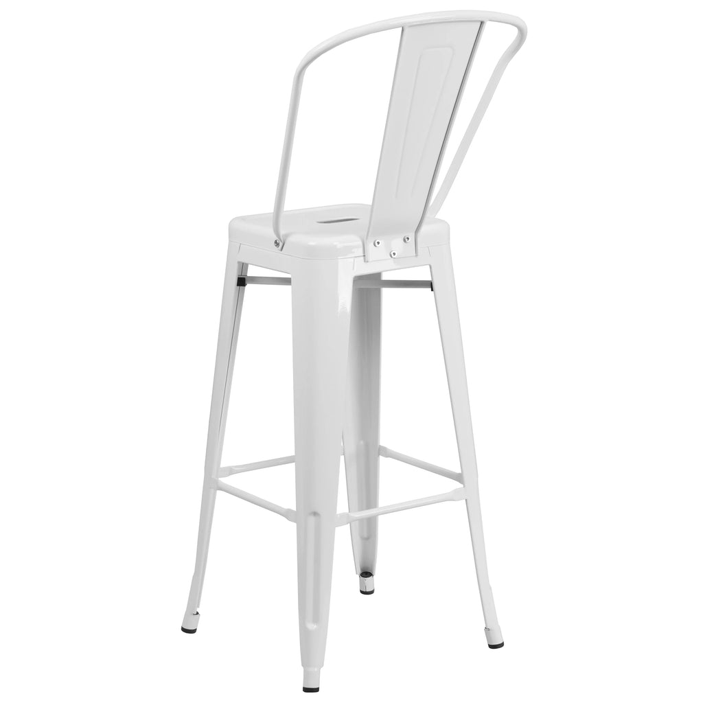 White Metal Barstool 2 Stools V18362