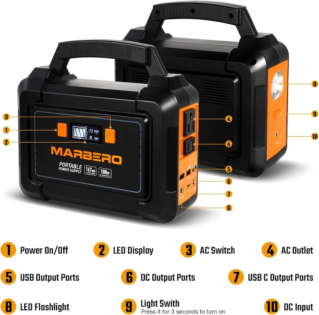 167Wh Portable Power Station with 110V AC Outlet X849