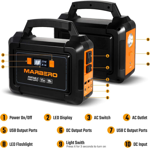 167Wh Portable Power Station with 110V AC Outlet X849