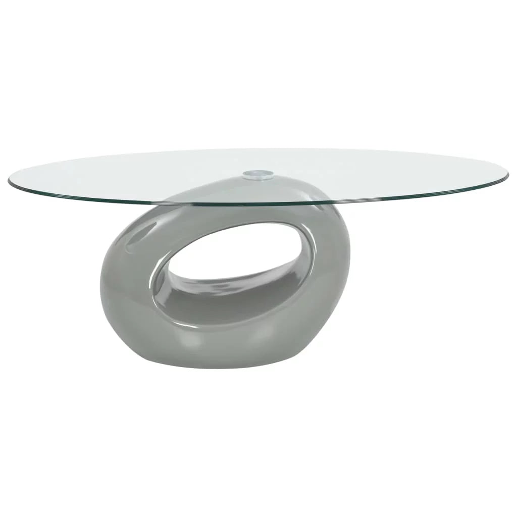 Oval Glass Coffee Table with Fiberglass Stand T804588