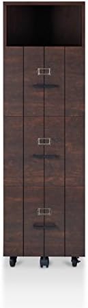 Vintage Walnut Wood Filing Cabinet T538