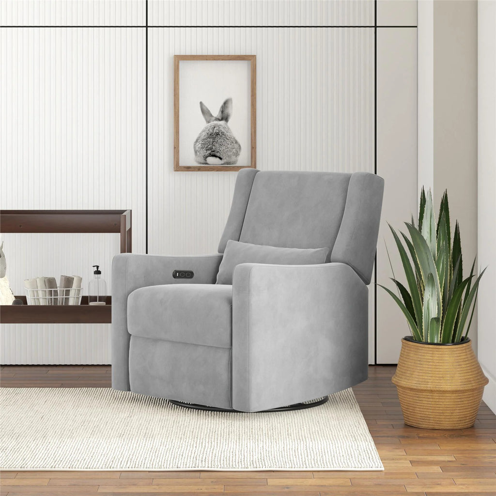 Gray Velvet Swivel Glider Recliner E620716