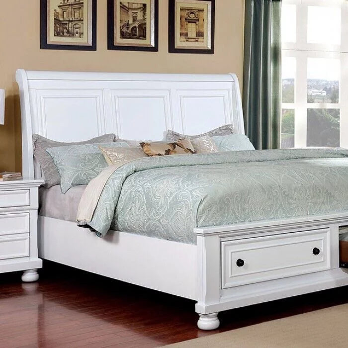 California King Size White Storage Bed H226