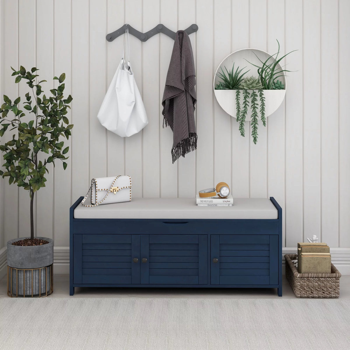 Blue Storage Bench F9591