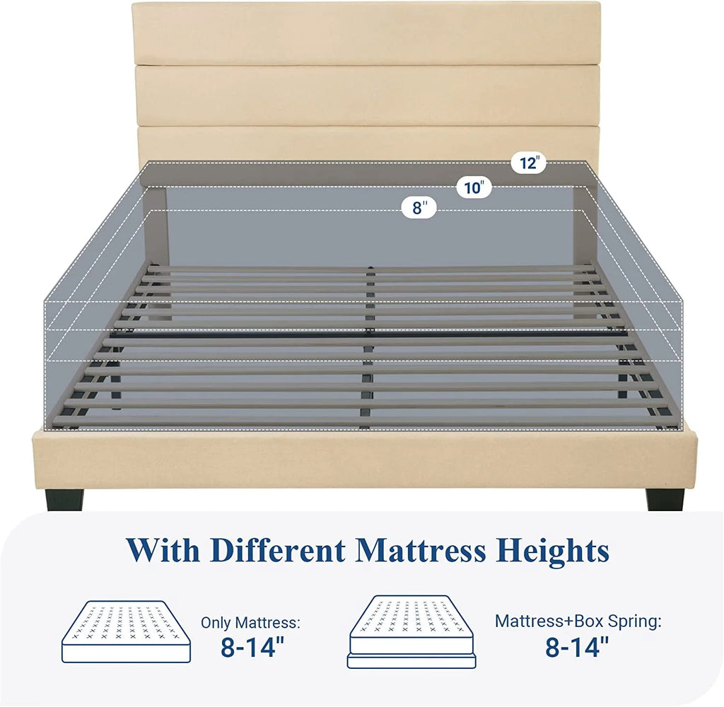 Queen Size Fabric Upholstered Platform Bed Frame P998189