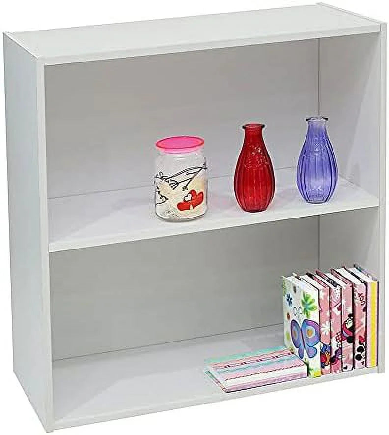 White Wood 2 Tier Open Shelf Bookcase T5037