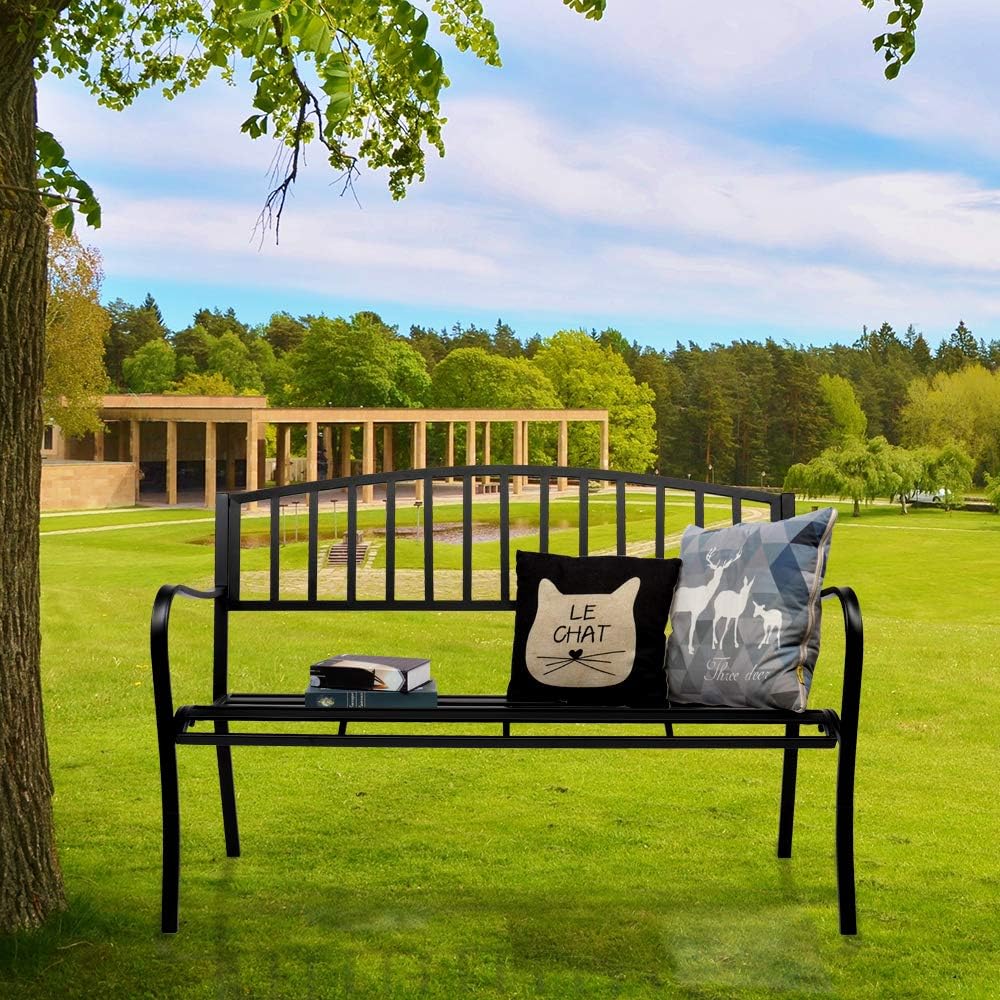 Black Metal Patio Bench B94892