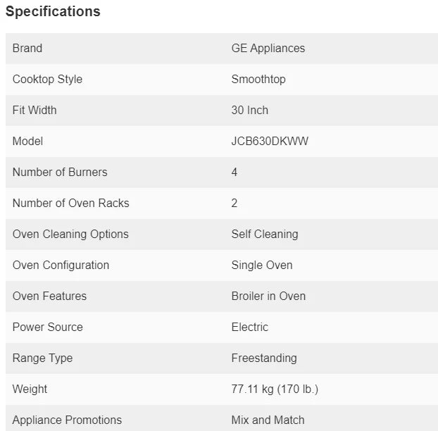 30 in. 5.0 cu. ft. Electric Freestanding Range M40234