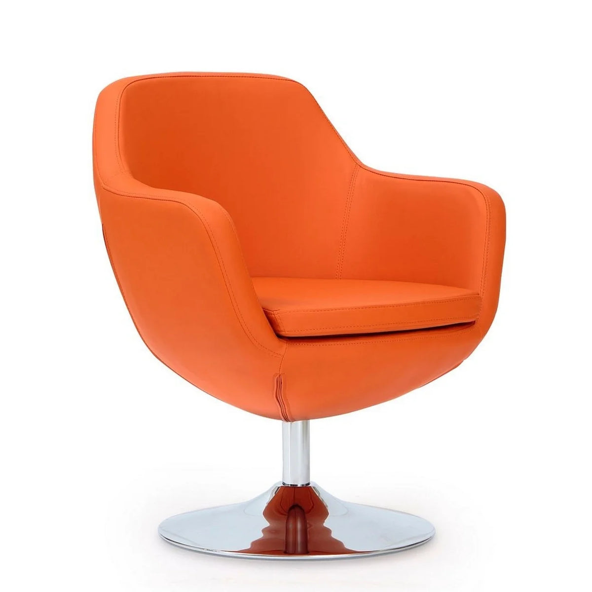 Orange and Polished Chrome Faux Leather Swivel Accent Chair Set of 2 Y433561