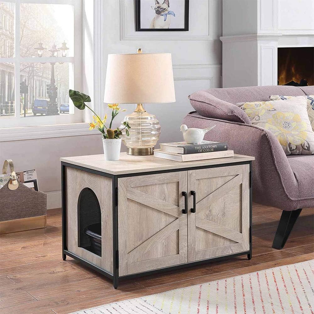 Cat Litter Box Enclosure with Metal Frame Y4725