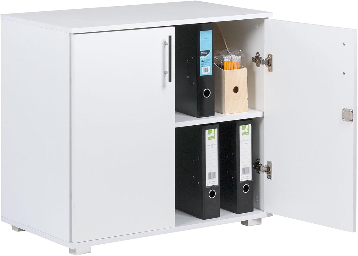 White 2 Door Locking Storage Cabinet Bookcase W3071