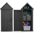 Grey Resin Outdoor Storage Shed with Lockable Door B5053
