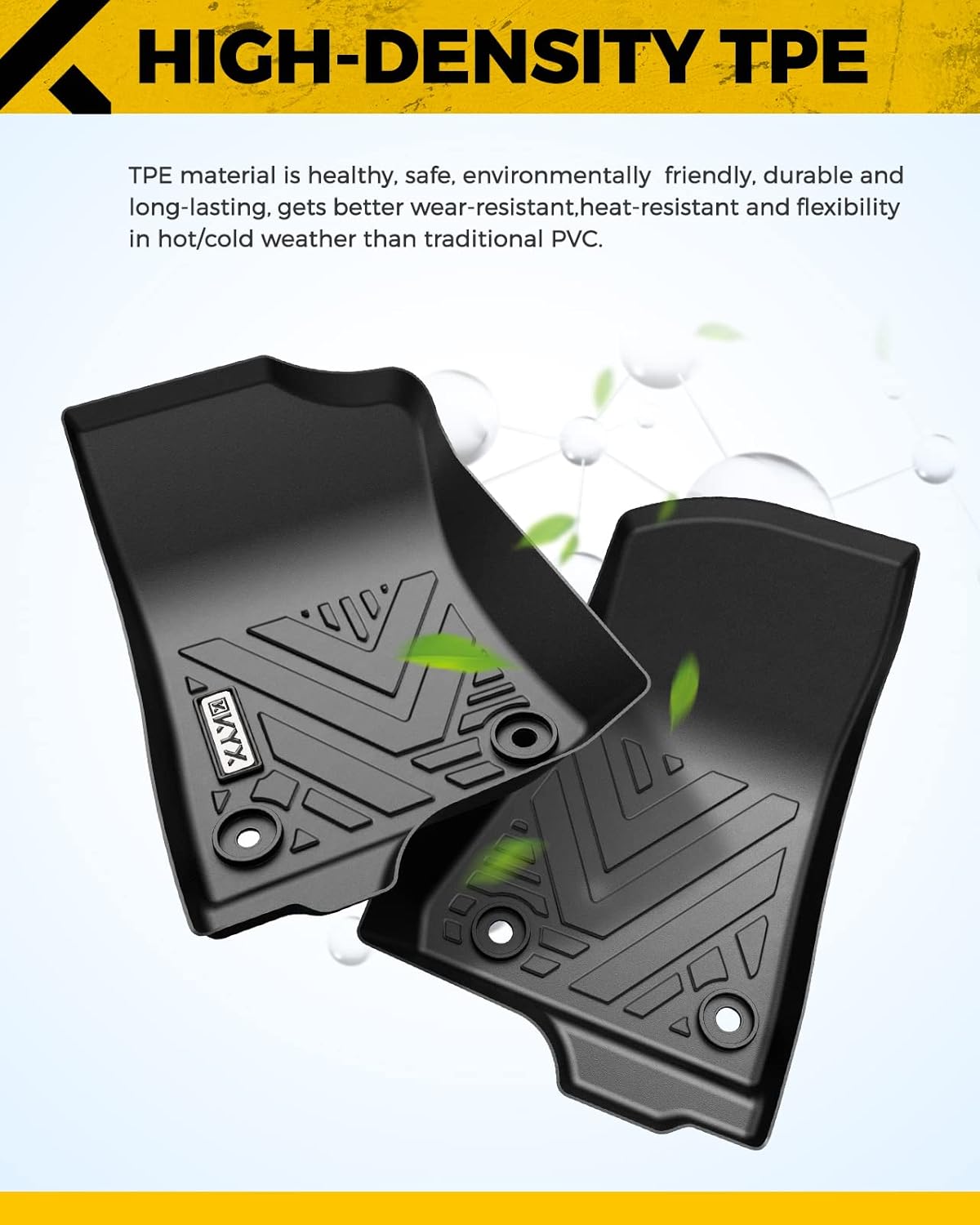 Black TPE Car Floor Mats 1st and 2nd Row M620390
