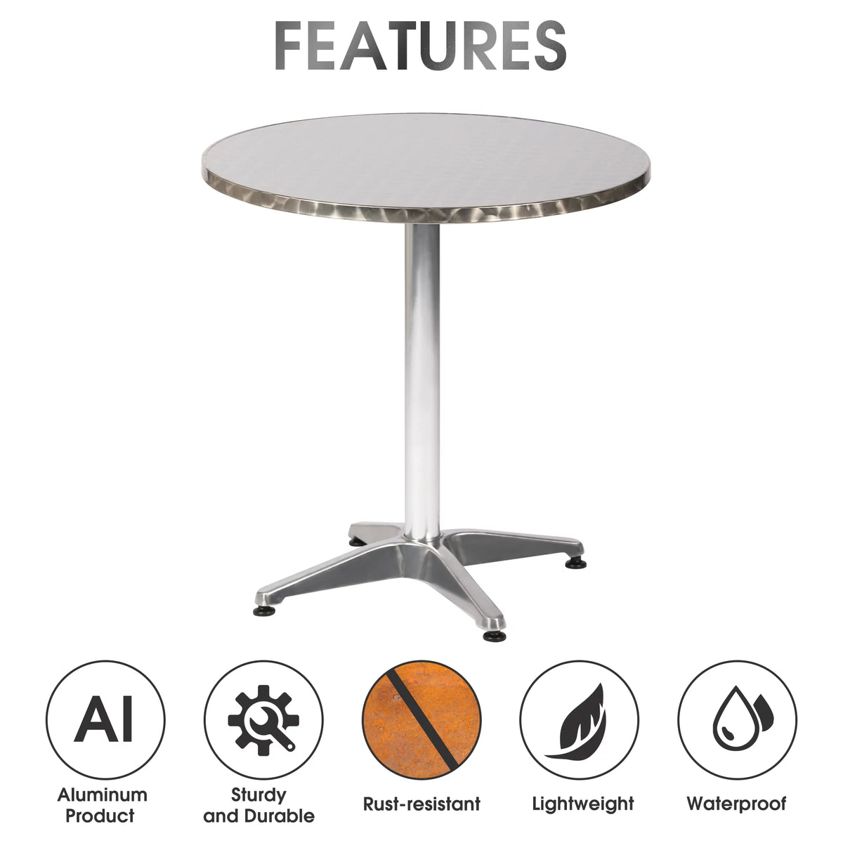 27.5 Round Aluminum Bistro Table P914