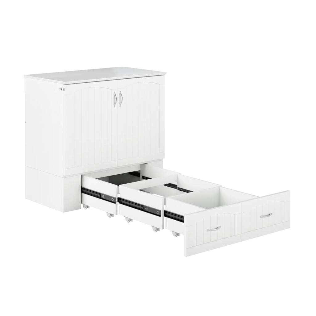 White Murphy Bed Chest with Charging Station C893532