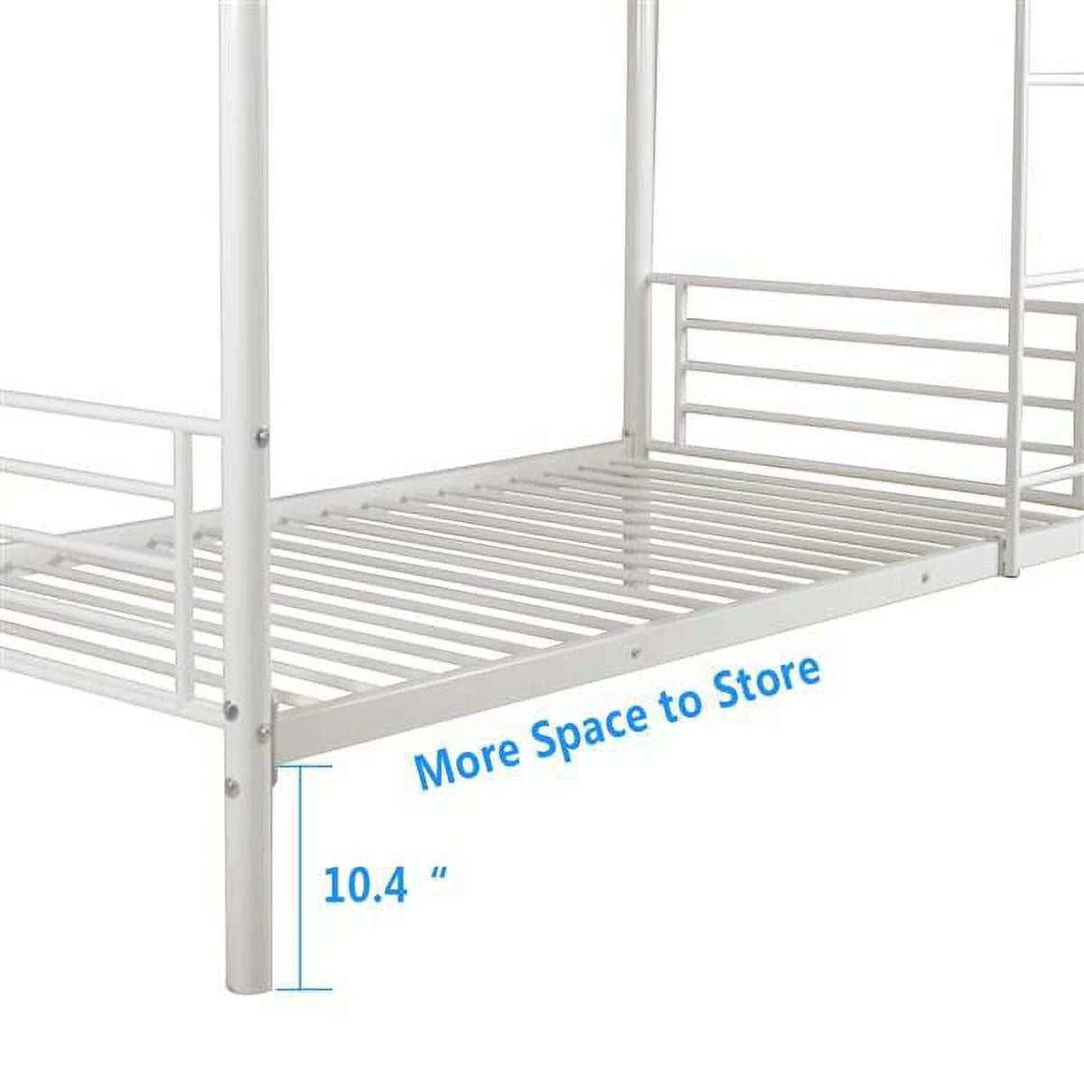 Twin Over Full Bunk Bed with Ladder and Guardrail White N9369
