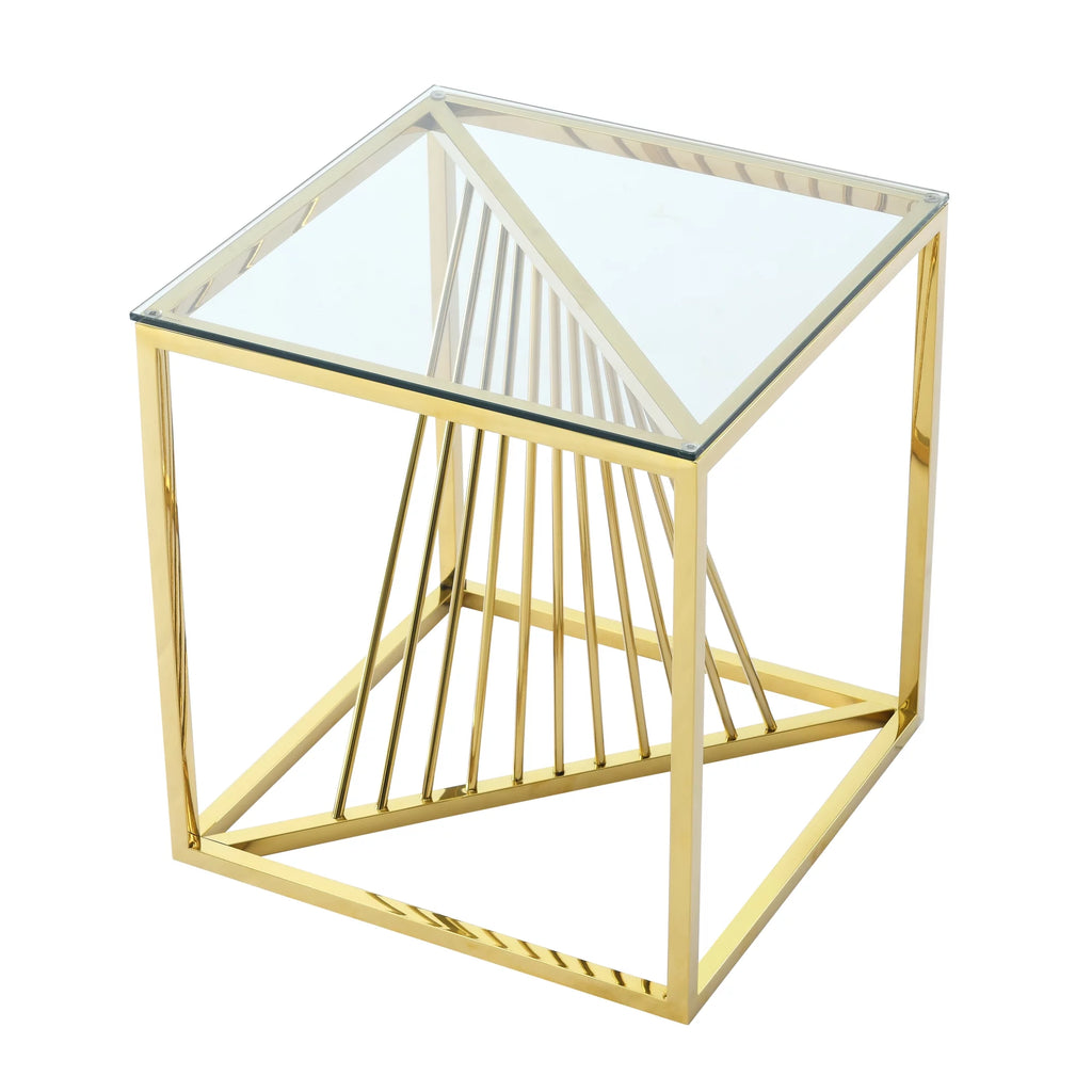 20 Inch Glass End Table with Metal Frame D36902