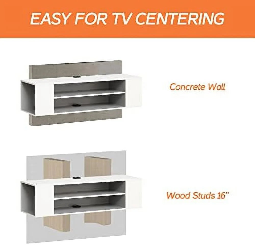 79 inch Floating TV Stand Wall Mounted Wood TV Cabinet Media Console Grey White G544392
