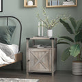 Gray Wood Nightstand with Cabinet and Shelf L282906