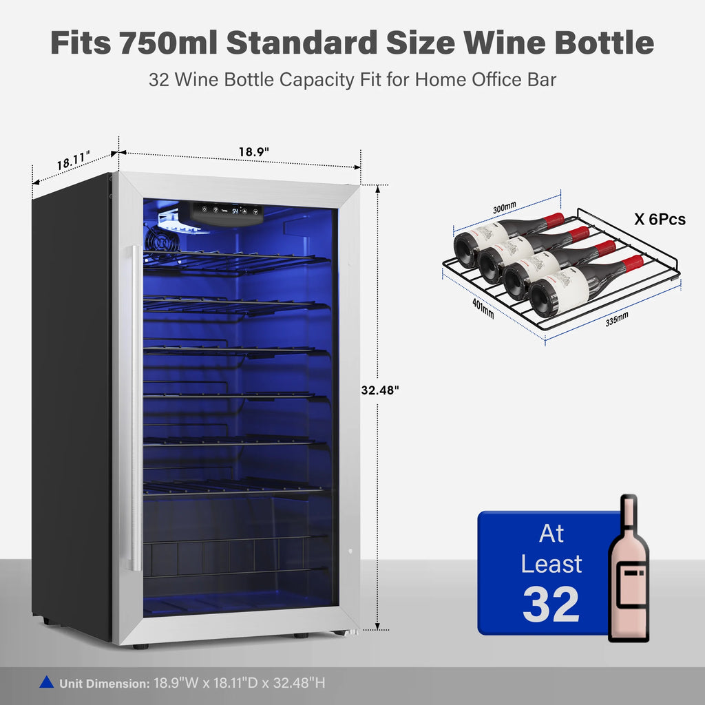 32 Bottle Wine Refrigerator Cooler R972