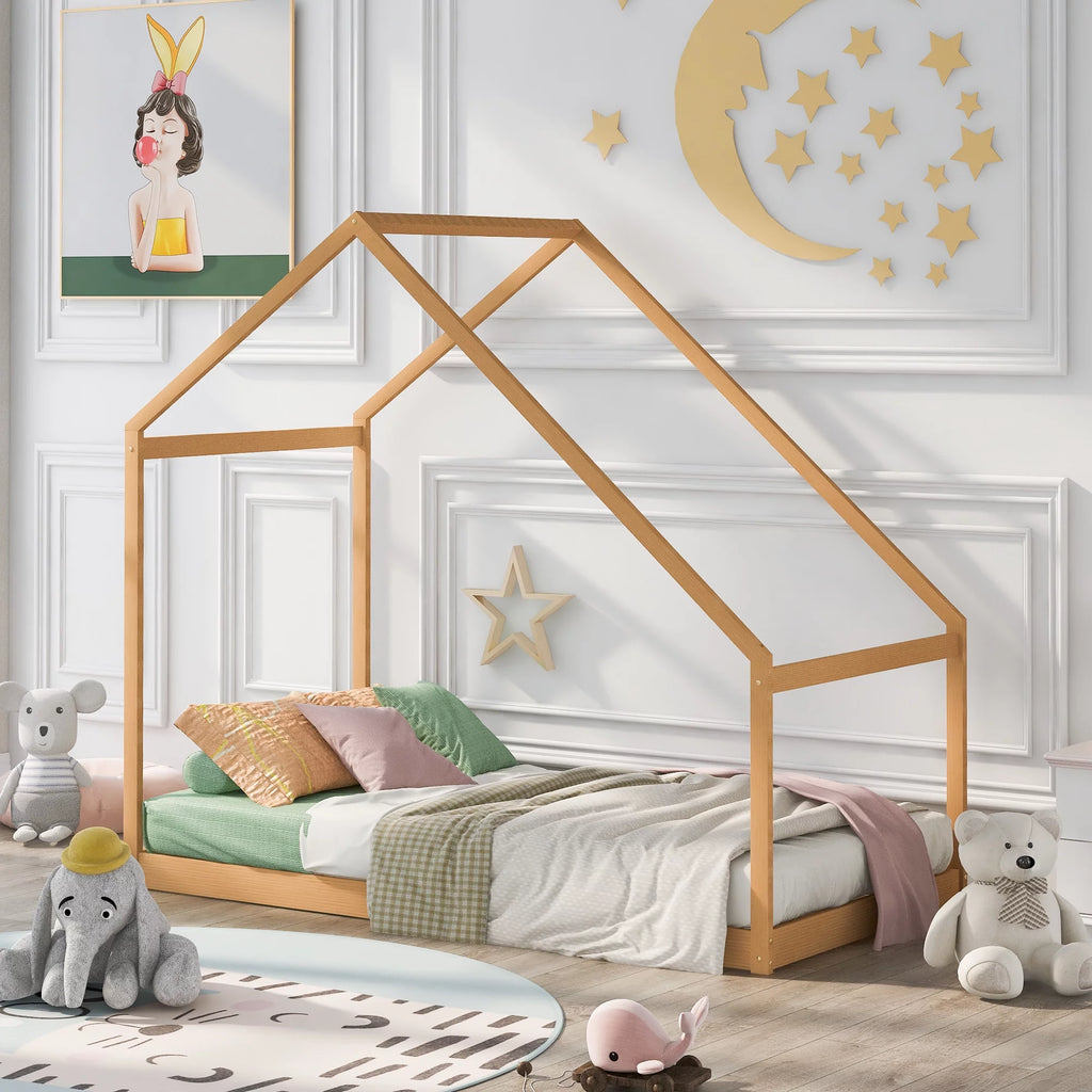 Twin Size Wooden House Bed I5018