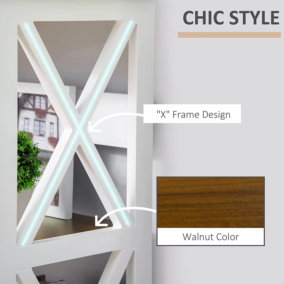 4-Tier White Shelving Bookcase with Drawer P91004