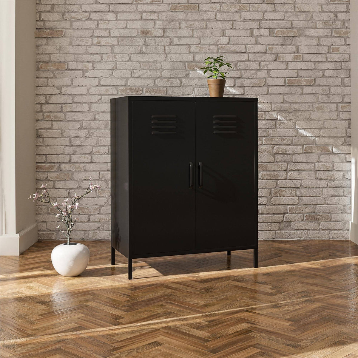 White 2 Door Metal Storage Cabinet V987