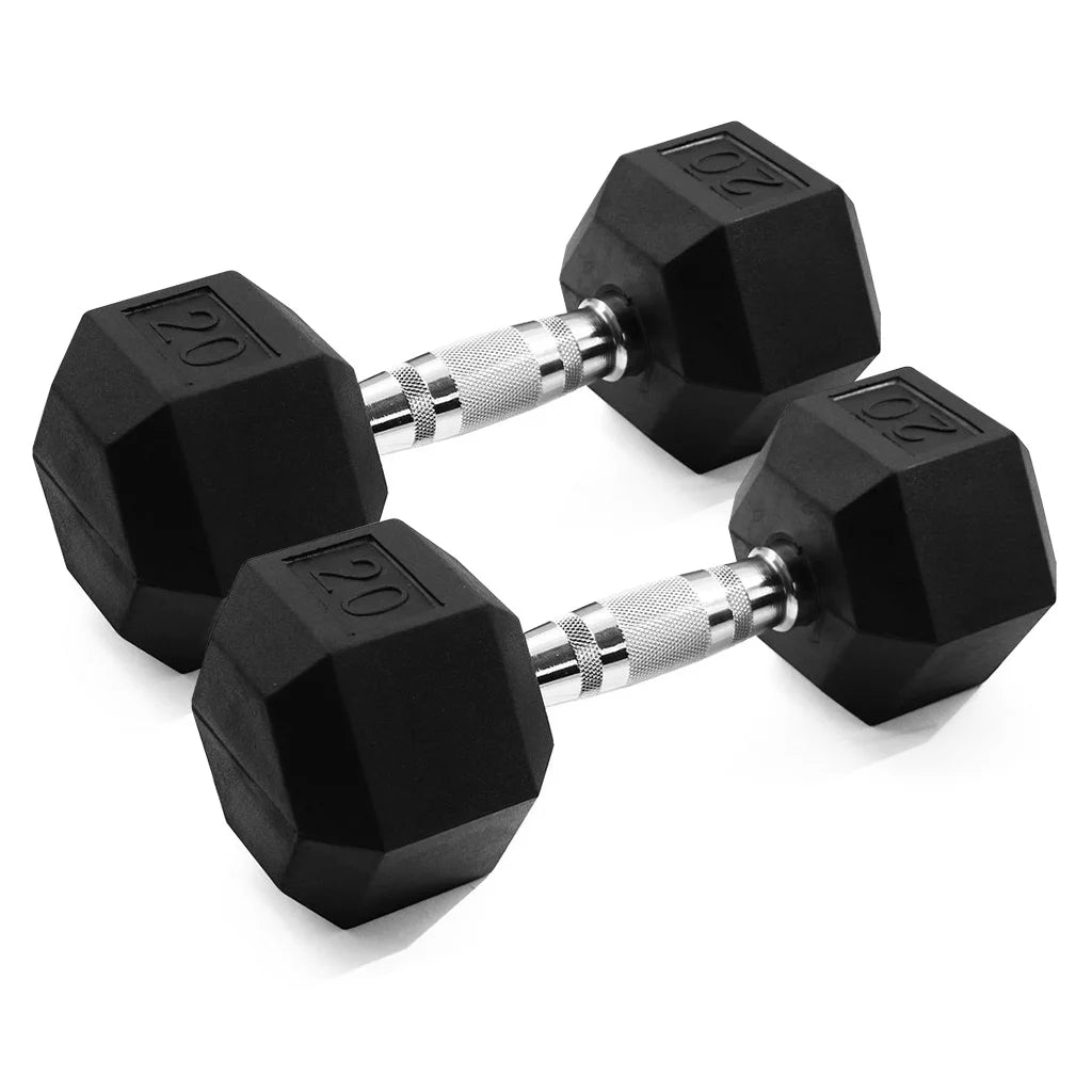 25lb Rubber Hex Dumbbell Pair S7708