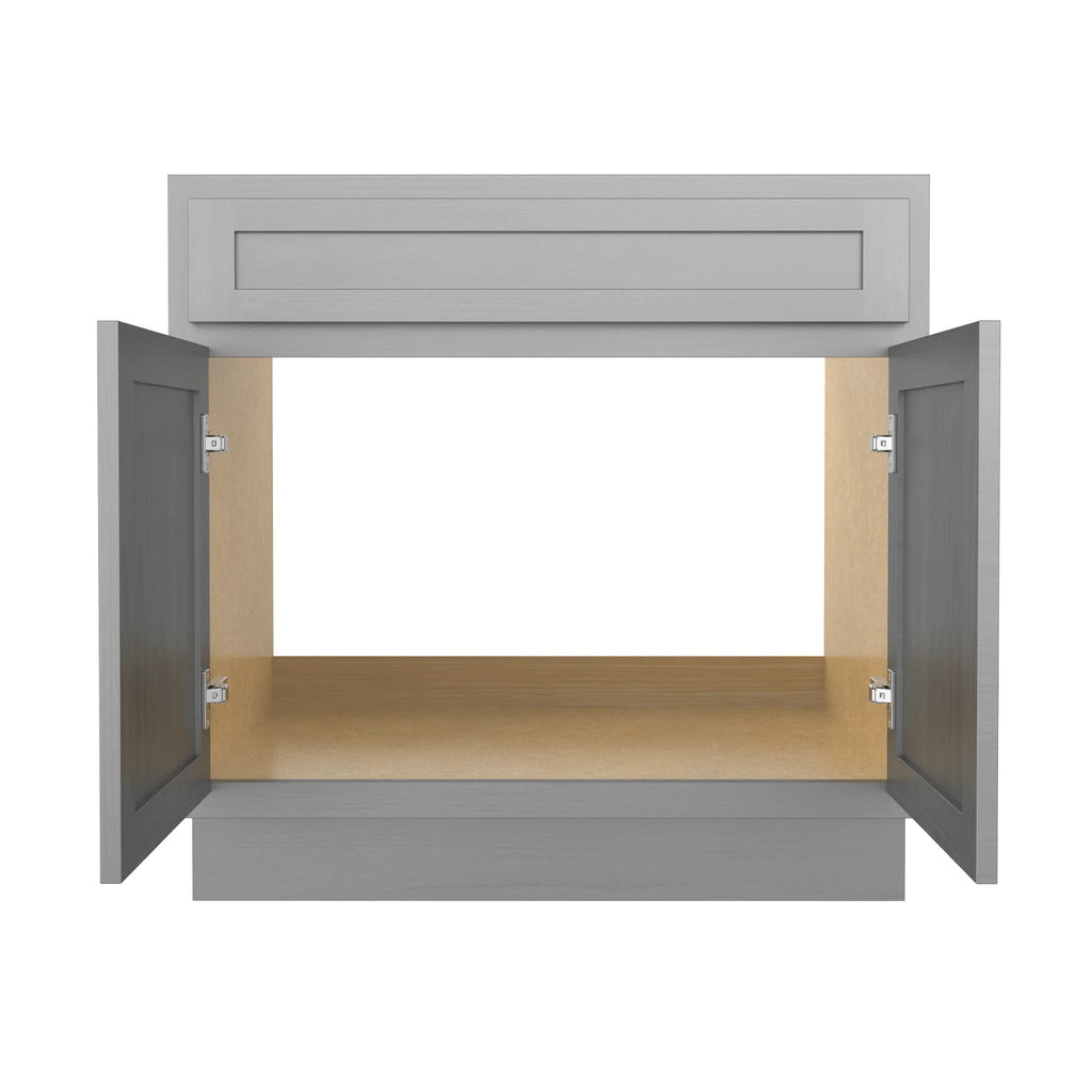 30 Inch Double Shutter Door Bathroom Vanity Base Cabinet with Soft Closing Drawer O2046