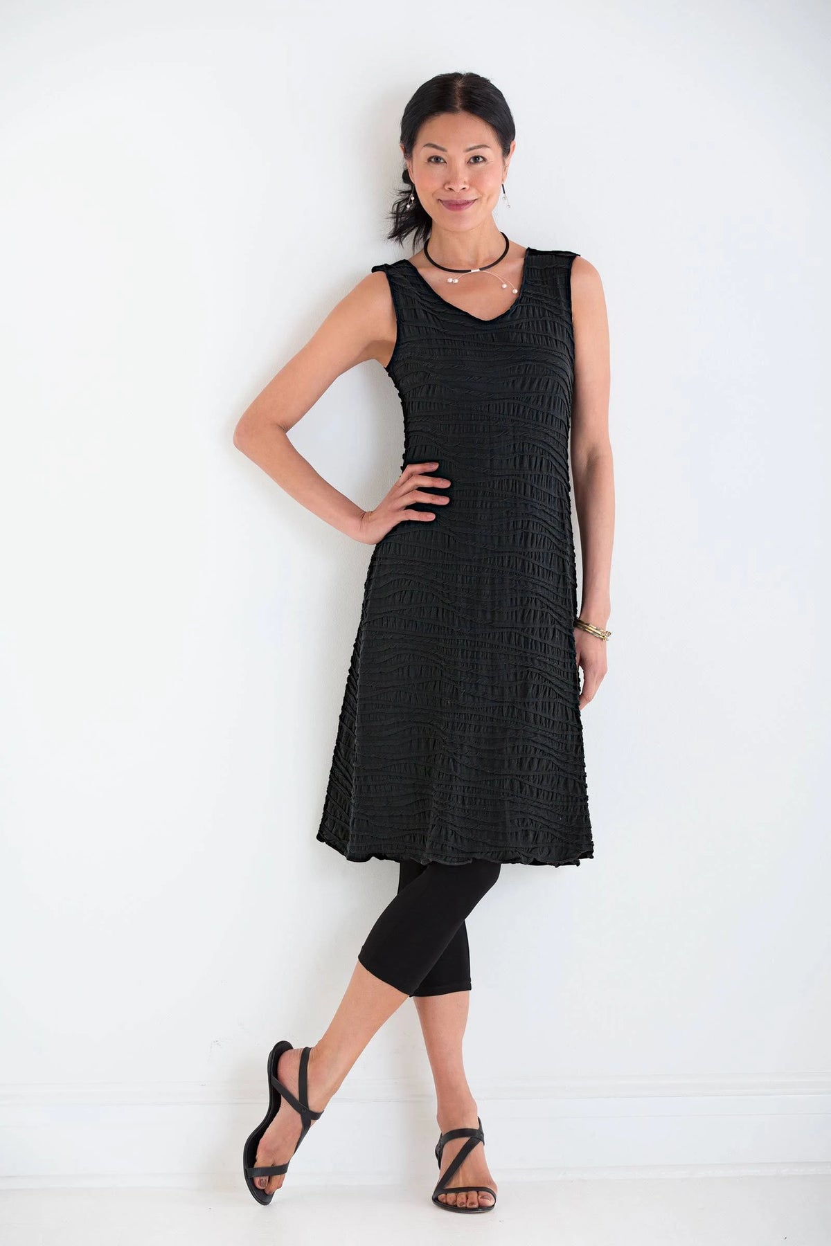 Black Flared Tank Dress N255