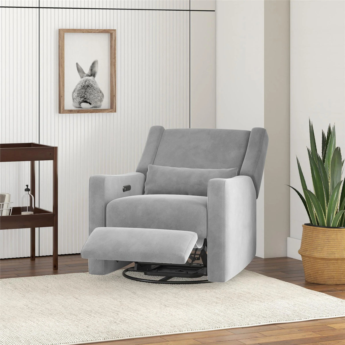 Gray Velvet Swivel Glider Recliner E620716