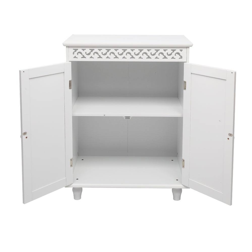 White Glossy Double Door Bathroom Storage Cabinet V823