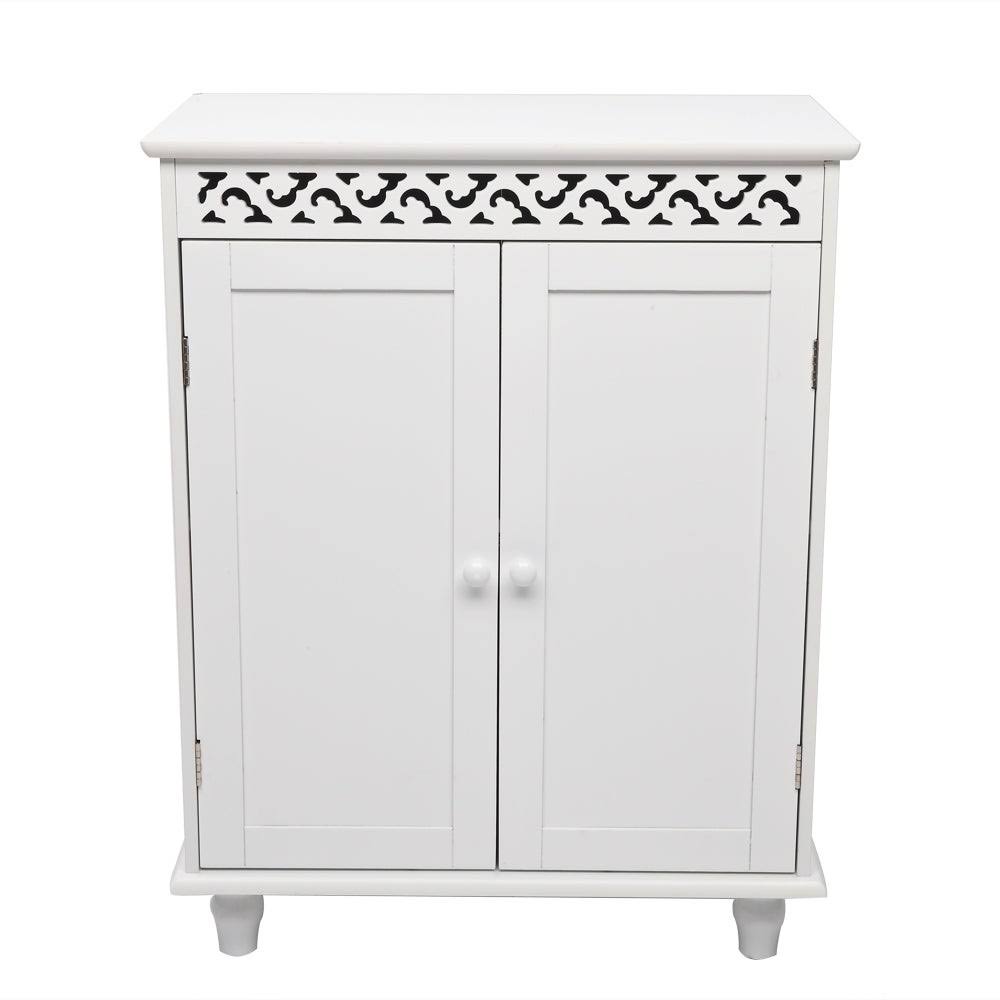 White Glossy Double Door Bathroom Storage Cabinet V823