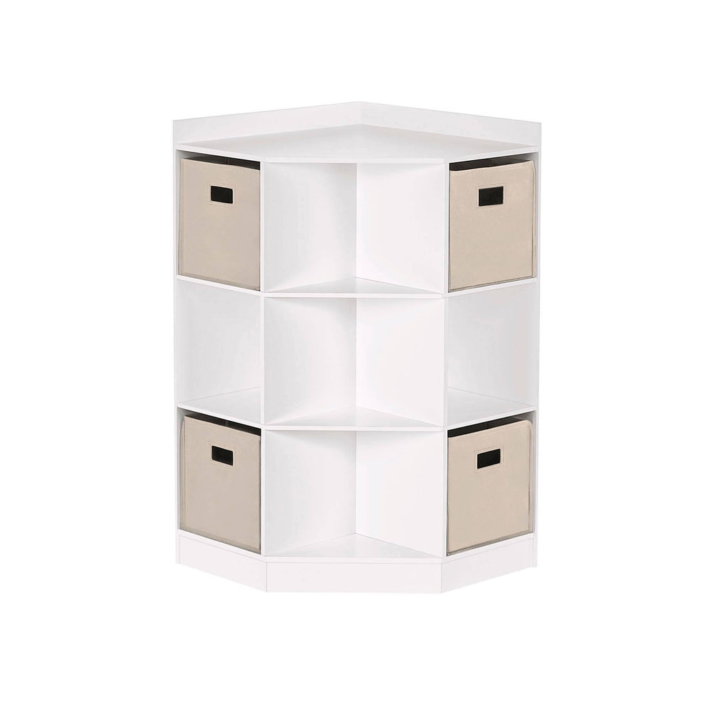 5pc Kids Corner Cabinet Set with 4 Bins White/Beige S37032