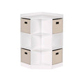 5pc Kids Corner Cabinet Set with 4 Bins White/Beige S37032